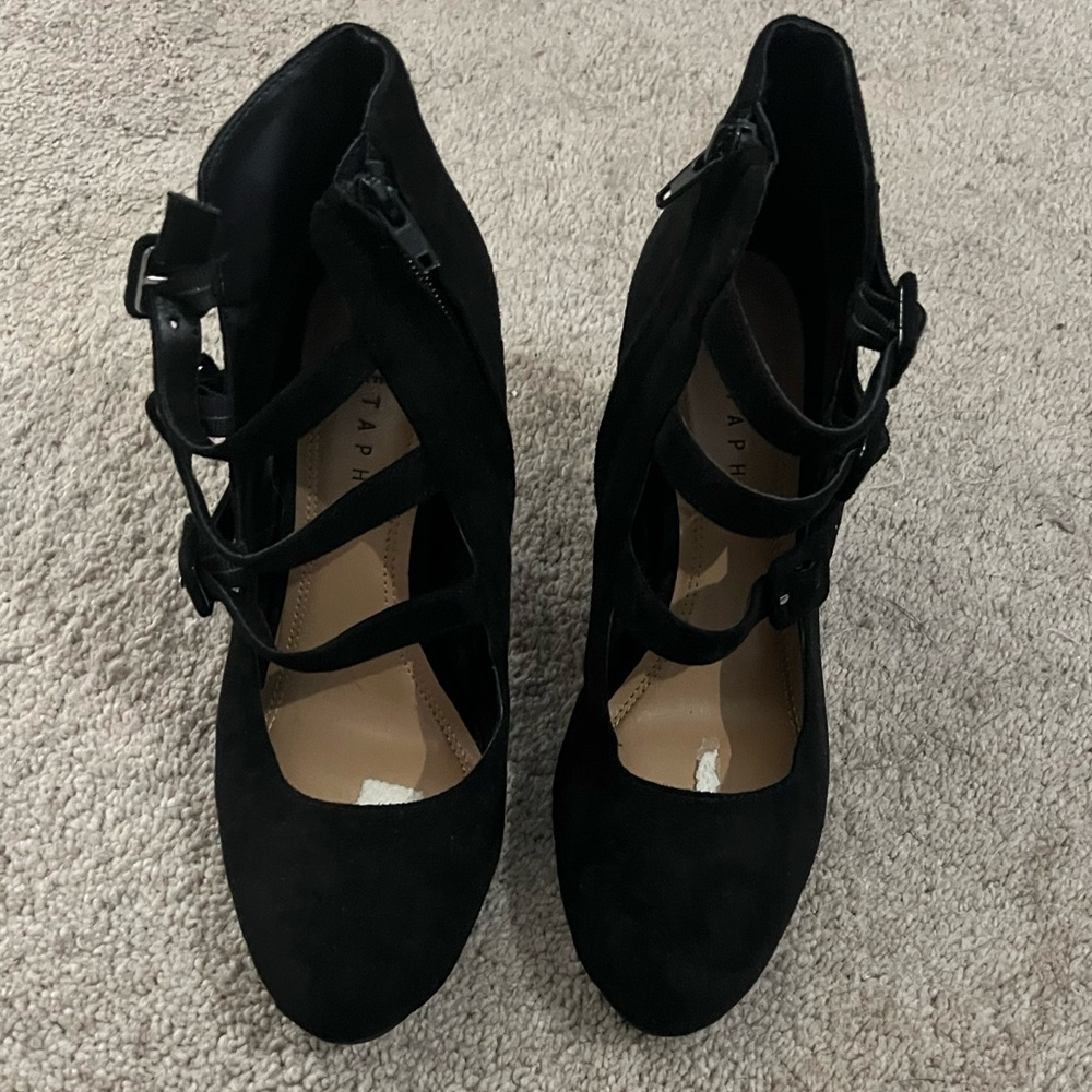 Metaphor Black Heeled Mary Jane Shoes Size 6